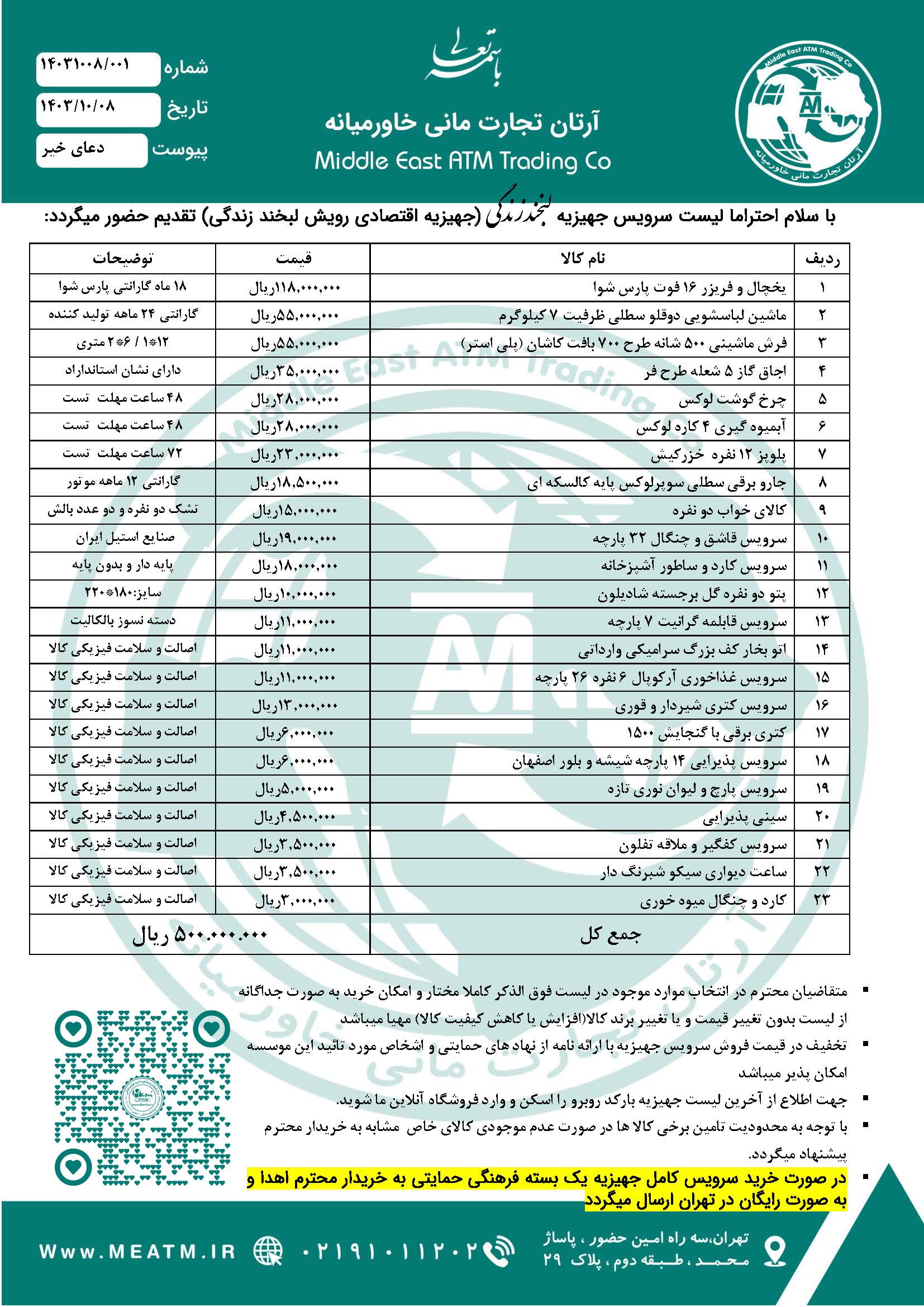 آخرین ویرایش لیست جهیزیه "لبخند زندگی".